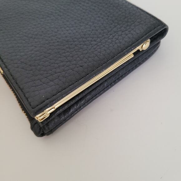 Samantha Thavasa Zip Kisslock Geniue Pebble Leather Wallet Black Boho Quality - Picture 10 of 11